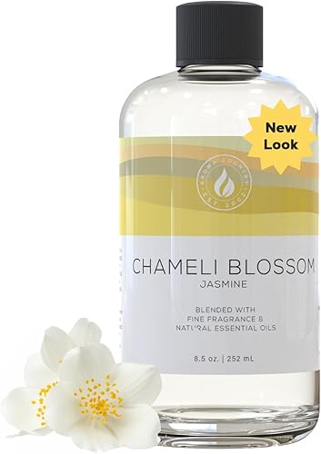 Chameli Blossom - Recambio de aceite para difusor de lujo de jazmín y espray fragante para habitación (8.5 onzas líquidas) para difusores de junco,