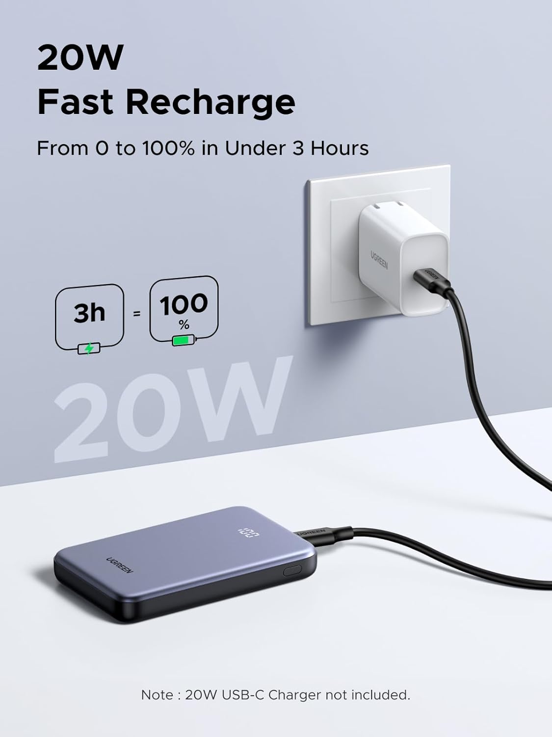 UGREEN Power Bank 10,000mAh 22.5W, Compact Portable Charger USB-C PD3.0 Travel Fast Charging Battery Pack with Digital Display for iPhone 17/16/15/14/13/12 Pro Max, Galaxy S25/S24 Ultra - Image 6