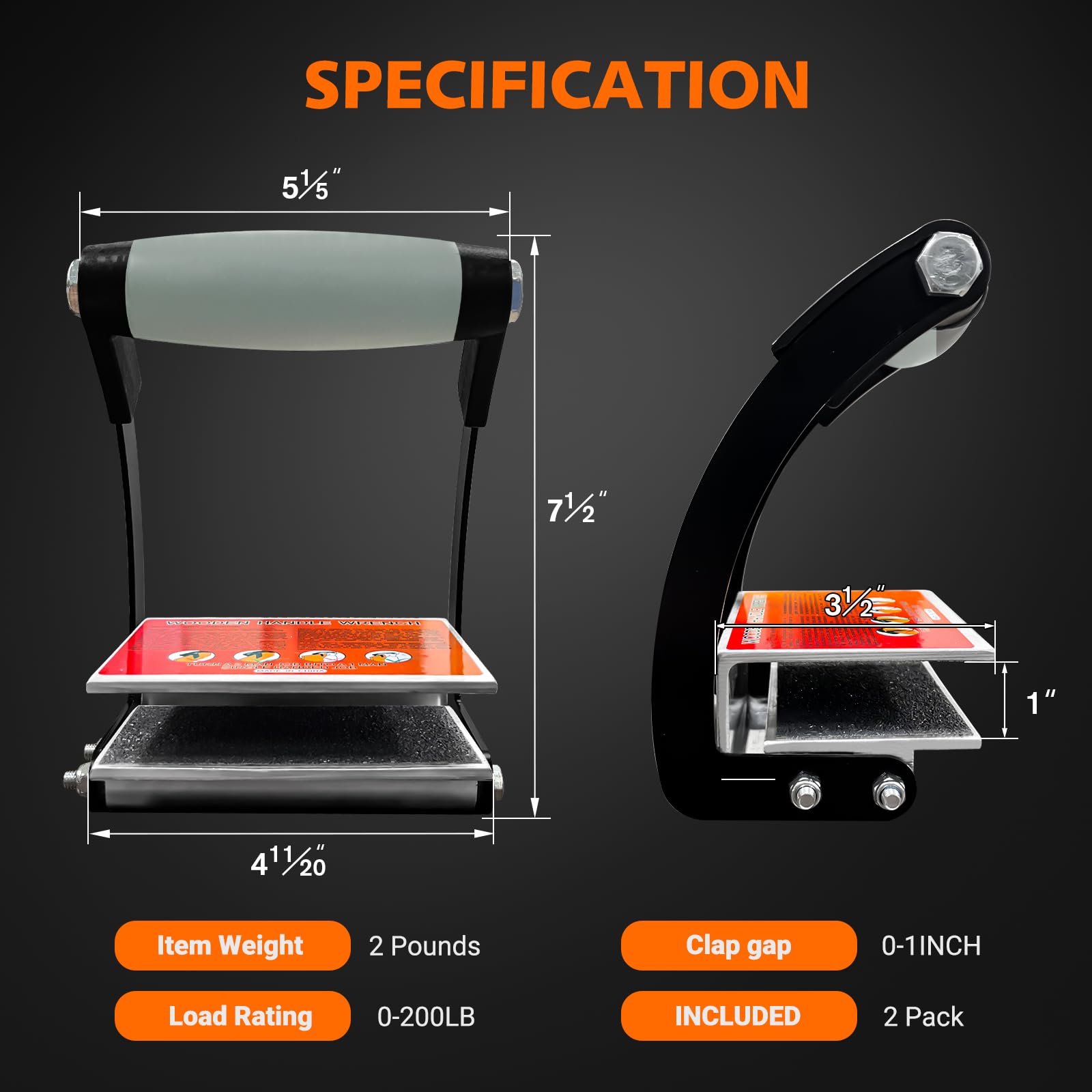 Lot de 2 outils de levage pour panneaux mentaux - Outil de transport de contreplaqué - Panneau de ciment synthétique avec plage de préhension de 0 à 2,5 cm - Économisez de l'effort -