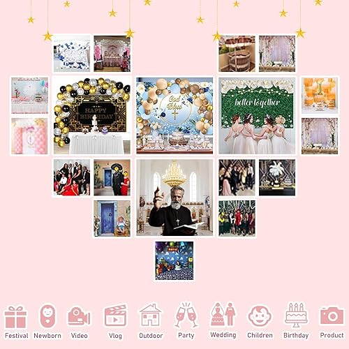 Miniatura 5 de DORCEV Funda de fondo redonda marfil de 6 x 6 pies, poliéster, color marfil, para recién nacidos, baby shower, fiesta de cumpleaños, fondo para