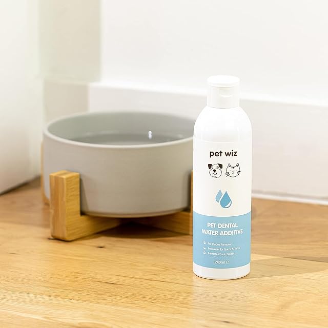 Foto 2 de 2 de pet wiz Aditivo de agua dental para perros y gatos, combate el mal aliento, elimina la placa y el sarro