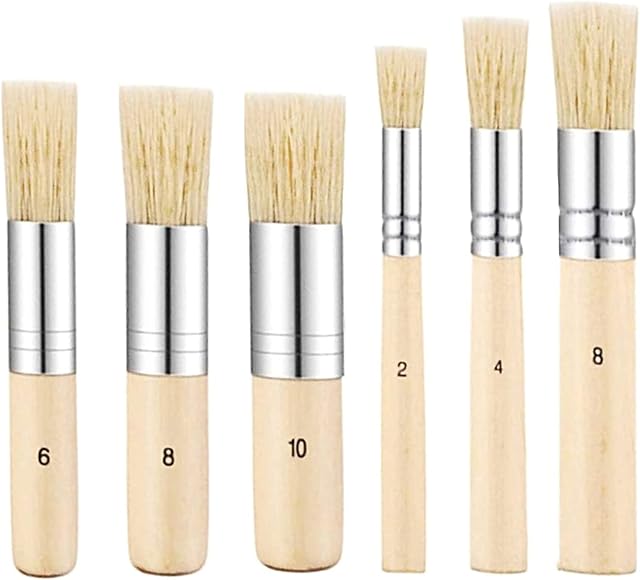 VEGCOO 6 Pcs Acrylic Paint Brushes Set, Natural Bristle Paint Brushes Nylon Hair Brush Bristle Art Brush for Watercolor Oil Painting Suitable for Beginners/Artists/Students (B)