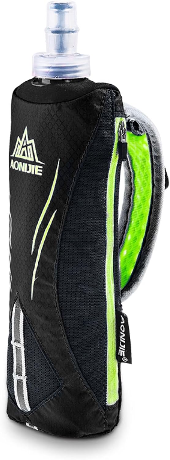 TRIWONDER Handheld Water Bottle for Running, Quick Grip Chill 17 oz Handheld Soft Water Bottle with Hand Strap Hydration Pack, BPA Sport Soft Flask (Black)