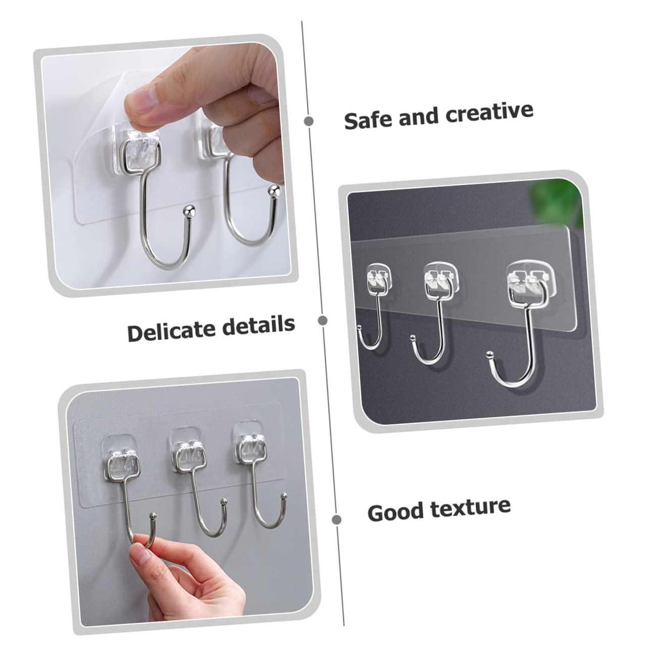 VASDEV 4 Ganchos de Pasta Fuerte para Montar en la Pared, Perchas para Ropa, Perchas Resistentes, Gancho de Pared Adhesivo, Gancho para Llaves, Colgador de Pared para Ahorrar Espacio, GAN