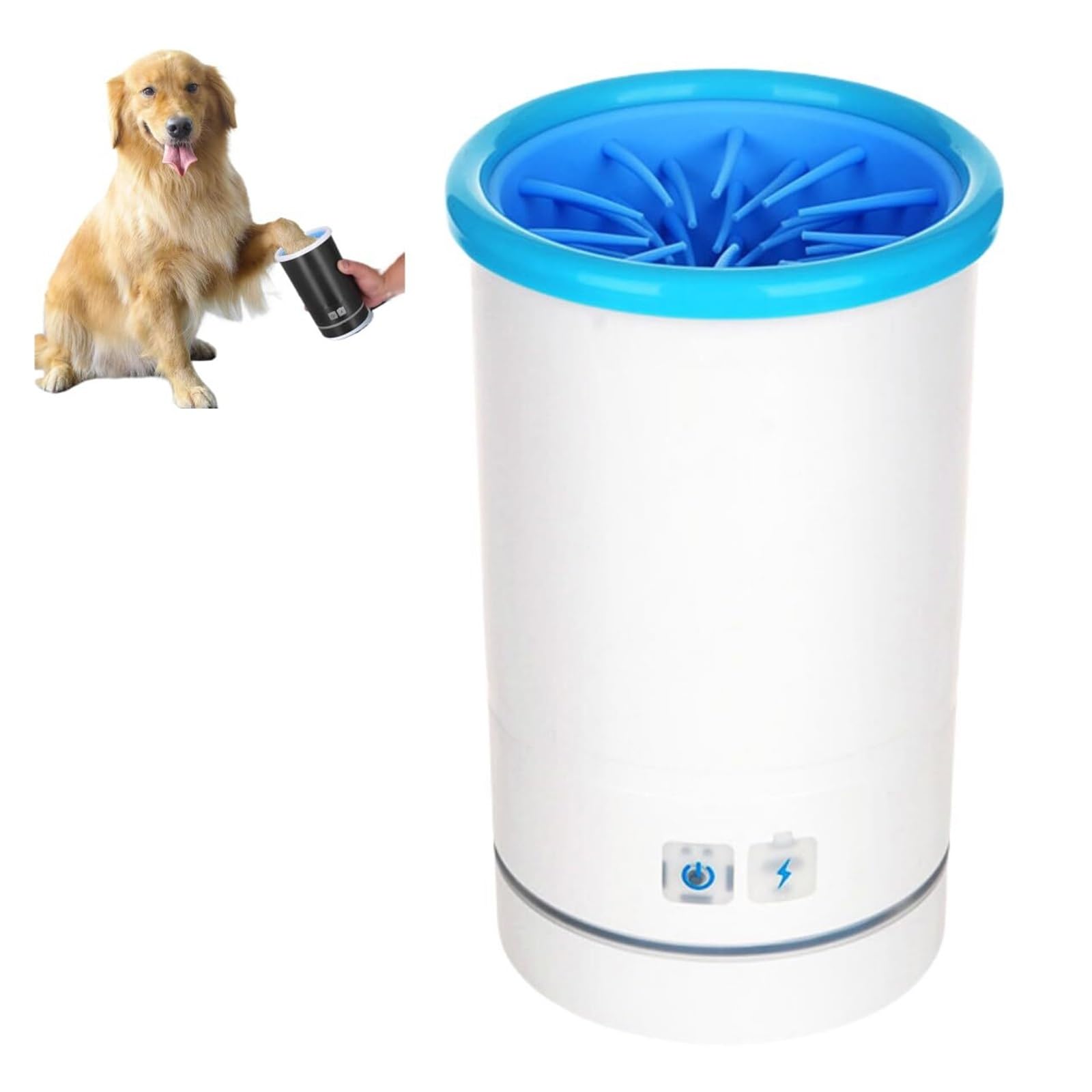 Limpiador automático de patas de perro para perros pequeños y medianos, lavadora portátil para pies de mascotas con cepillo de silicona suave, opciones blancas y negras (L)