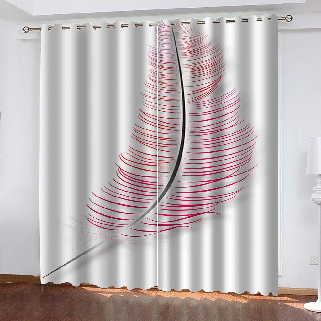 Rideaux occultants pour chambre de garçon, décor plumes 3D apaisant