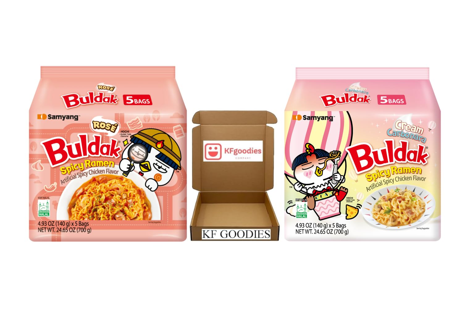 KF GOODIESKorean Ramen Variety Pack Gift Box (10 Count) – Spicy Buldak Noodle Assortment for Birthdays, College Care Packages, Office Snacks, and Gift Baskets