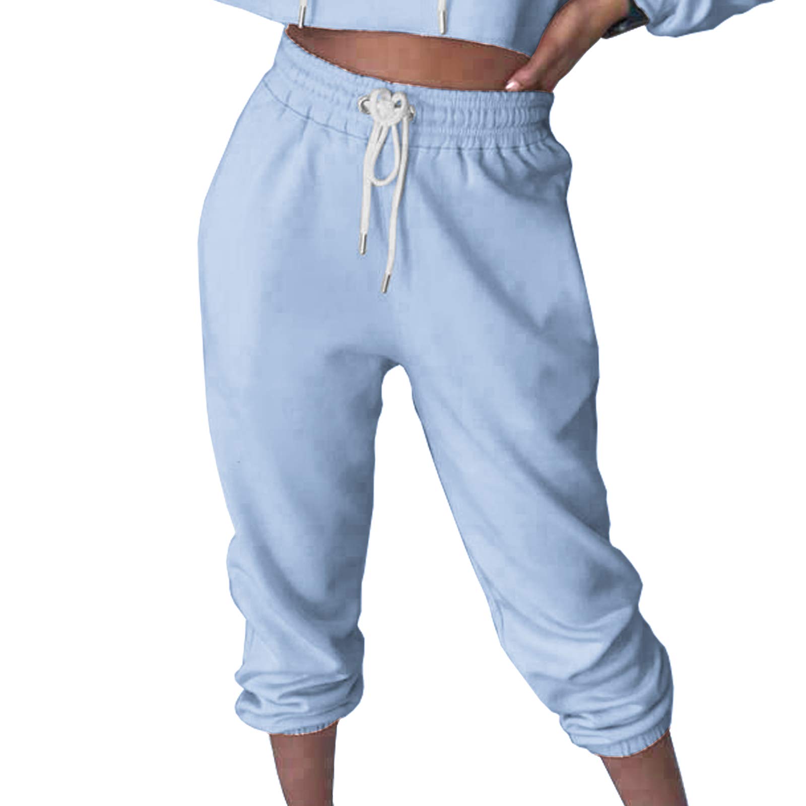 AMOS Women Cuffed Joggers Sweatpants Casual Tracksuit Bottoms (Blue, 10)