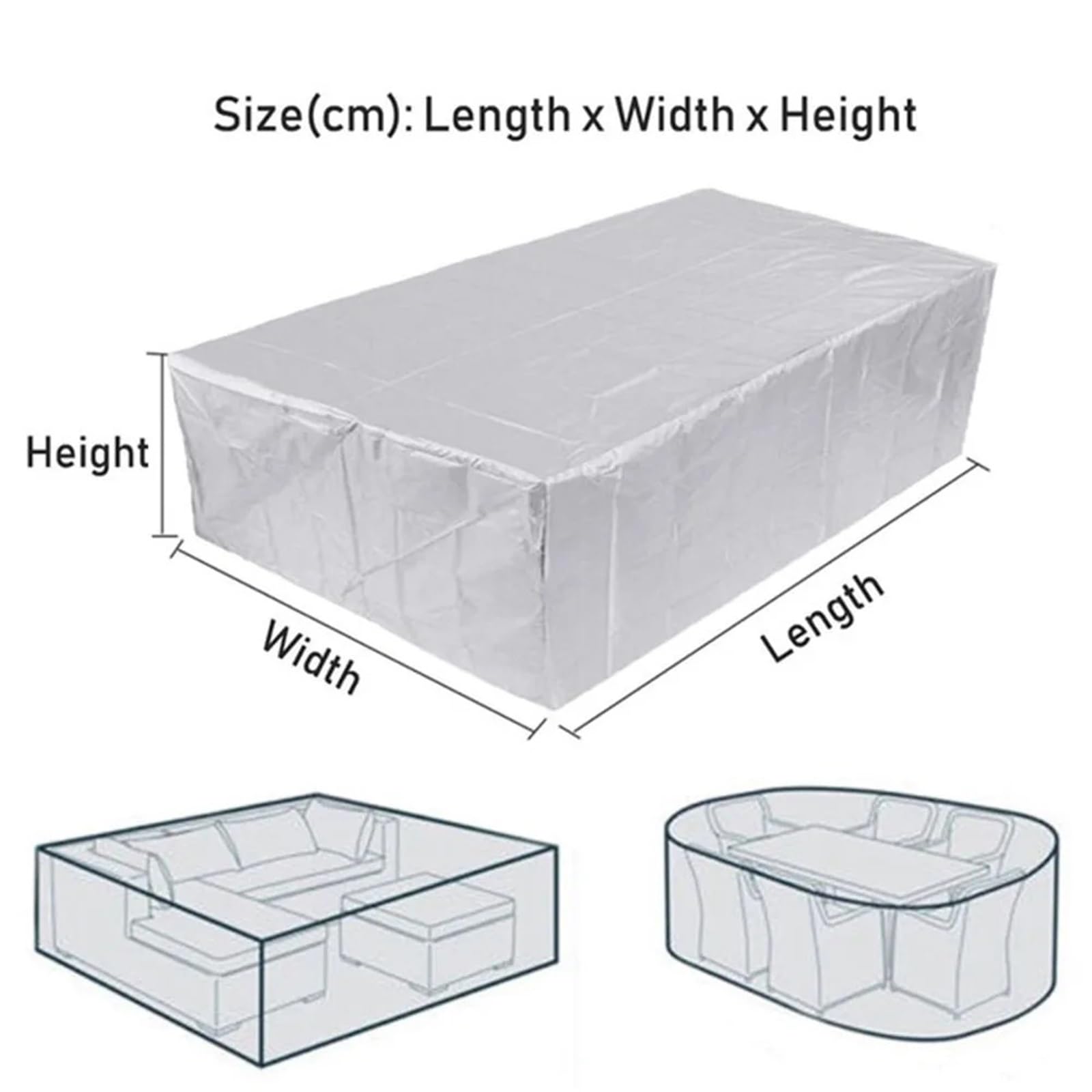 Copertura for mobili Impermeabile Resistente Copertura da Giardino Rettangolare for Pioggia e Neve for Divano, Tavolo, Sedia, Antivento per Il Giardino del Patio(Black,70 * 210cm)
