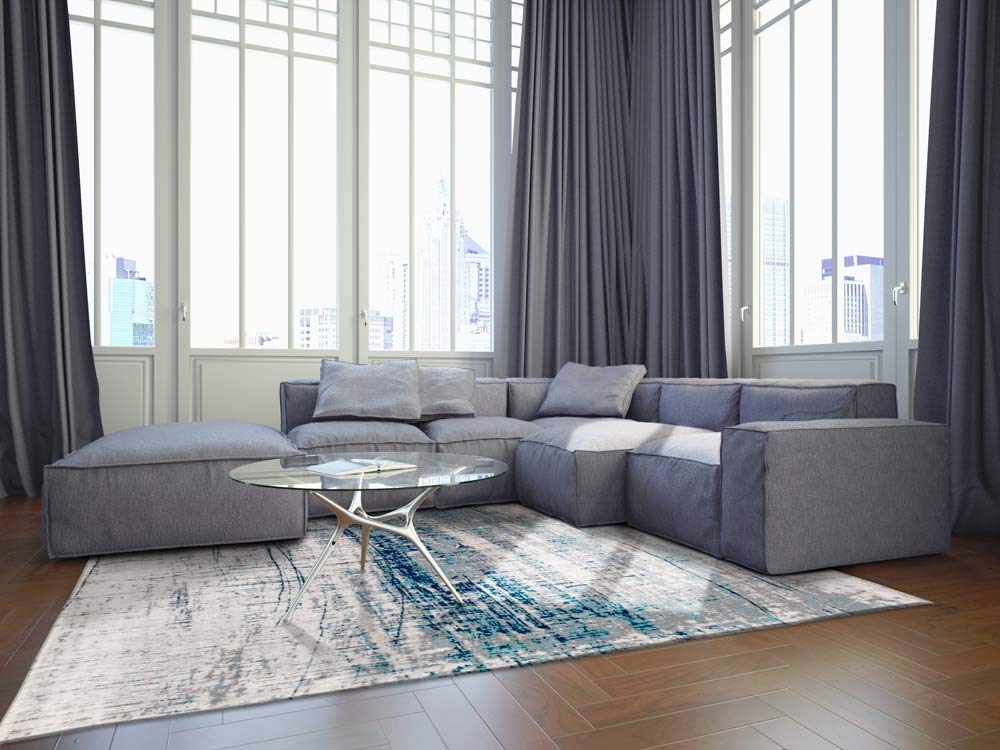Louis de Poortere Mad Men Griff 8421 Bronx Azurite Rug, 5'7