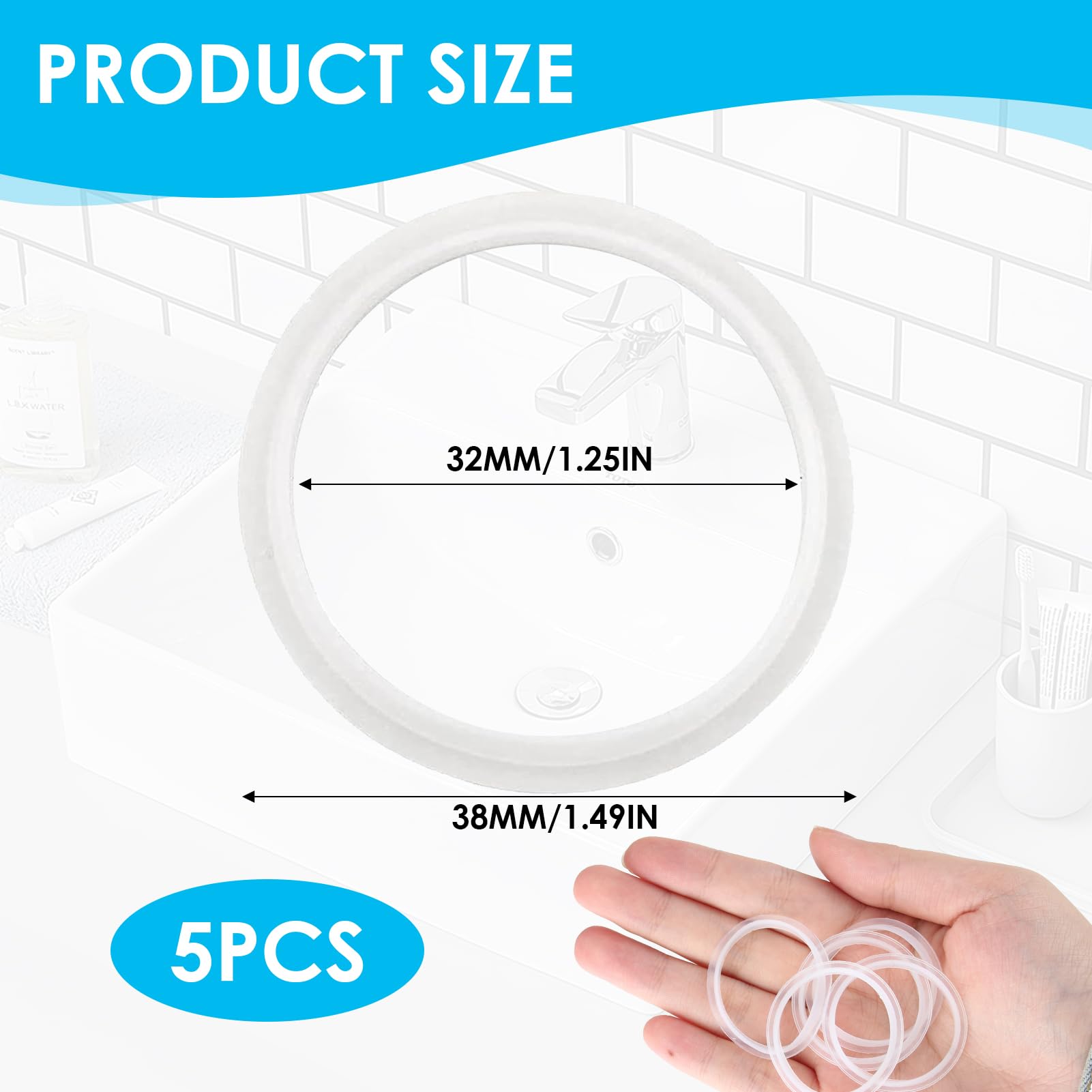 Hytec Plug & Waste Washers - Easy Fit For 50mm & 38mm Sink/Basin Drains (Black)