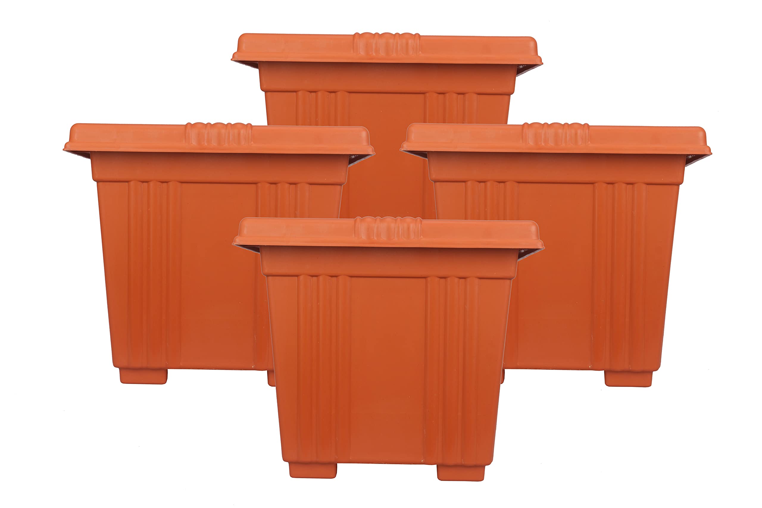 Halsey Square Flower Pots for Indoor/Outdoor/Living Room/Bedroom Balcony (Pack of 4) Modern Design Durable Plastic Plant Pot for Gardening (without PLATES, X-LARGE) (B0999R8KDK) Amazon Price History, Amazon Price Tracker
