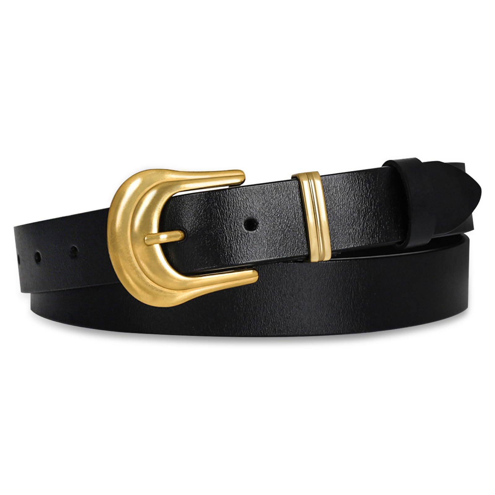 Women's Leather Belt with Buckle - Ideal for Dresses, Jeans, and Coats