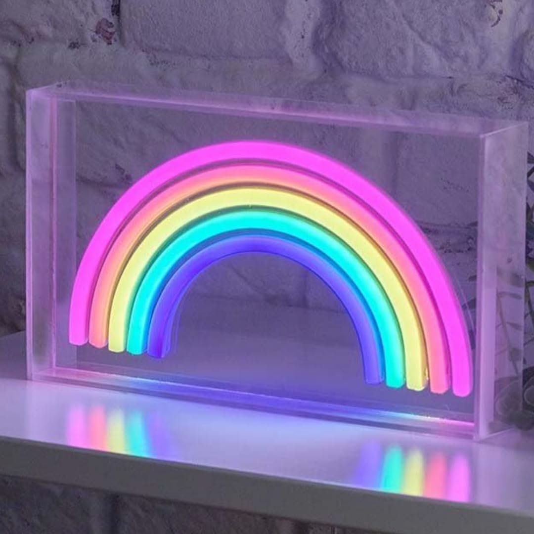 Marco Paul Rainbow Neon Light, USB Powered Freestanding Decorative LED Lamp for Home Decoration and Room Decor, Night Light for Kids and Bedroom Spaces, Ambient Mood Lighting Accent, 13cm x 23cm x 4cm