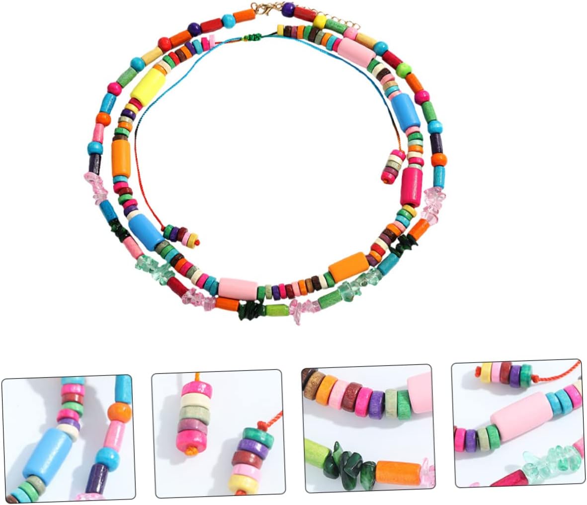YYZKYTO Ethnic Set Hand-Woven Bead Collar 2pcs Summer Necklace for Women Decorative
