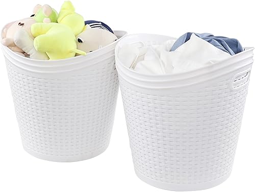 Sadstory - Cesta de plástico para la ropa sucia de 40 L, cestas grandes de plástico, color blanco, paquete de 6