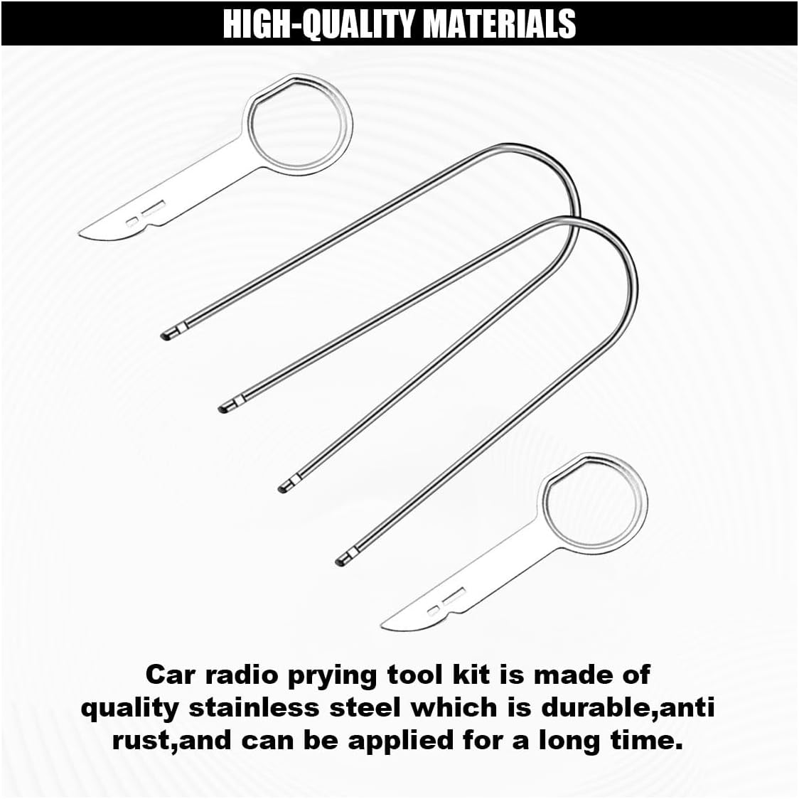 GLSOWEE 4PCS Car Radio Removal Pry Tool Kit, Auto U-Shaped Stereo Release Tool, Car Radio Removal Tool Key Stainless Steel for Disassembly of Most Car CD Audio Frequency Converter