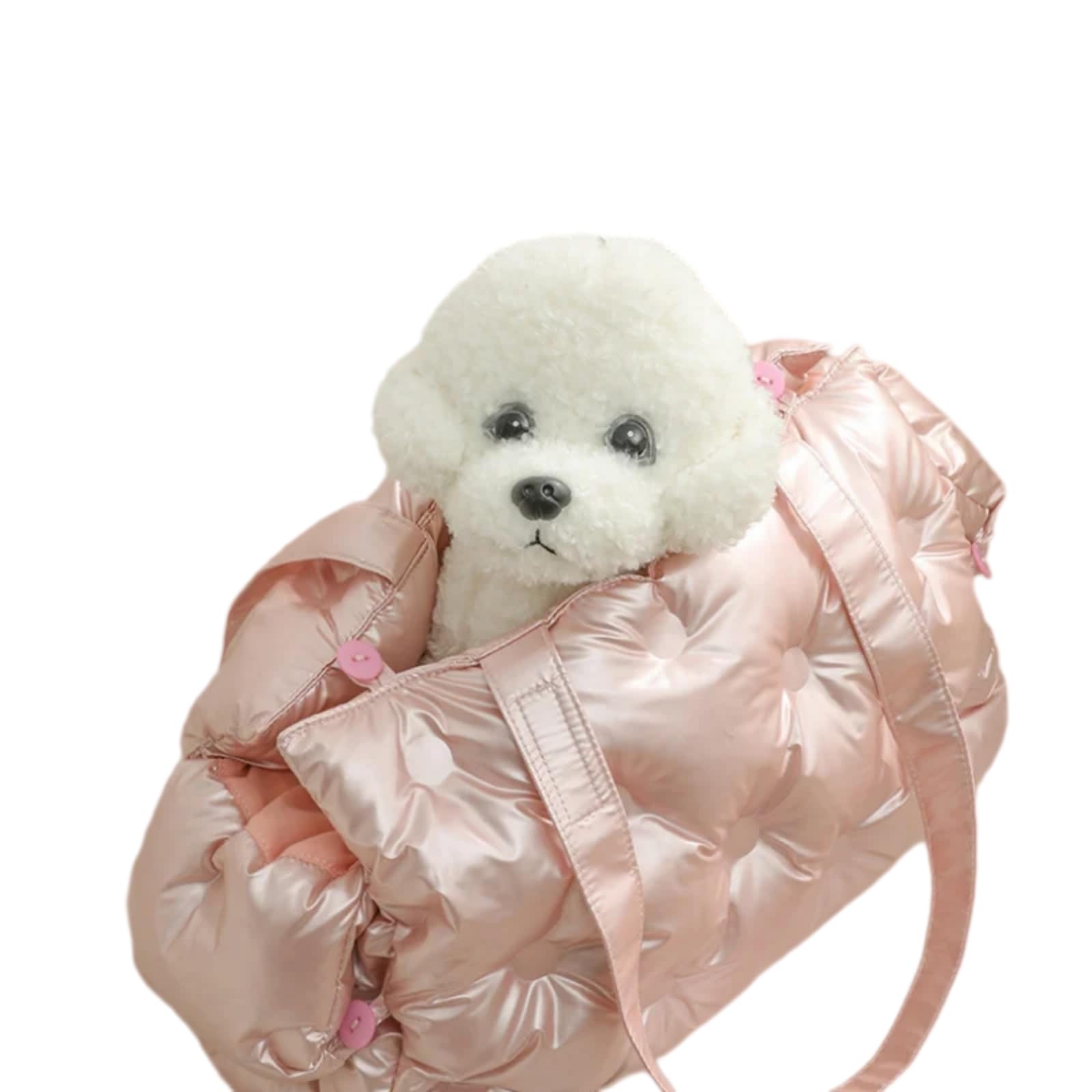 Haustier Reisetasche Weiche wasserdichte Tragetasche Für Katzen Und Hunde, Eine Schulter Blase Bequeme Outdoor & Auto Reisen-Pearl White-40x19x27cm