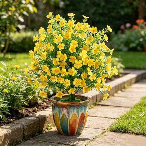 Árboles de bolas de topiario artificiales amarillos para decorar patios y terrazas exteriores 4