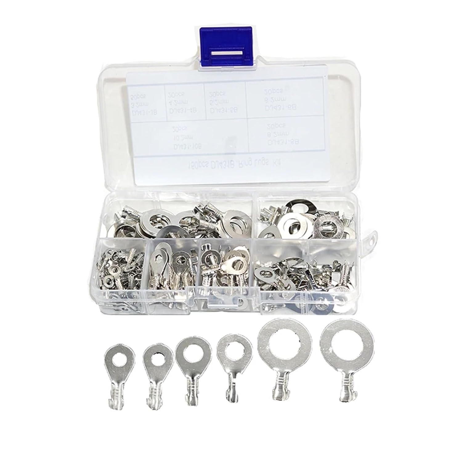 150/20個 シルバー O タイプ ワイヤ クリンプ 銅 ターミナル コネクタ キット ケーブル リング ターミナル リング ケー