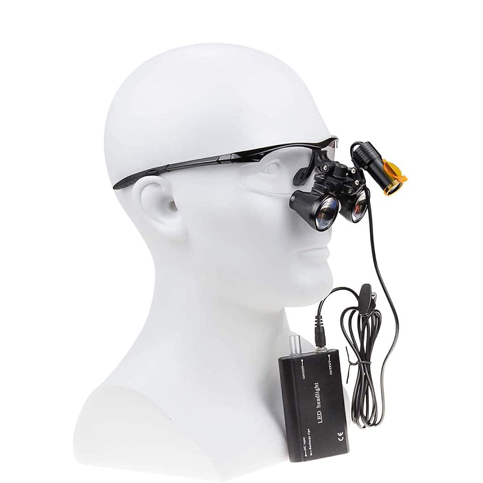 asdchZen 2.5/3.5X 5W Led Dental Loupes Lab Surgical Magnifier Binocular Optical Glass Magnifier With Headlight Headlamp,Black-3.5X