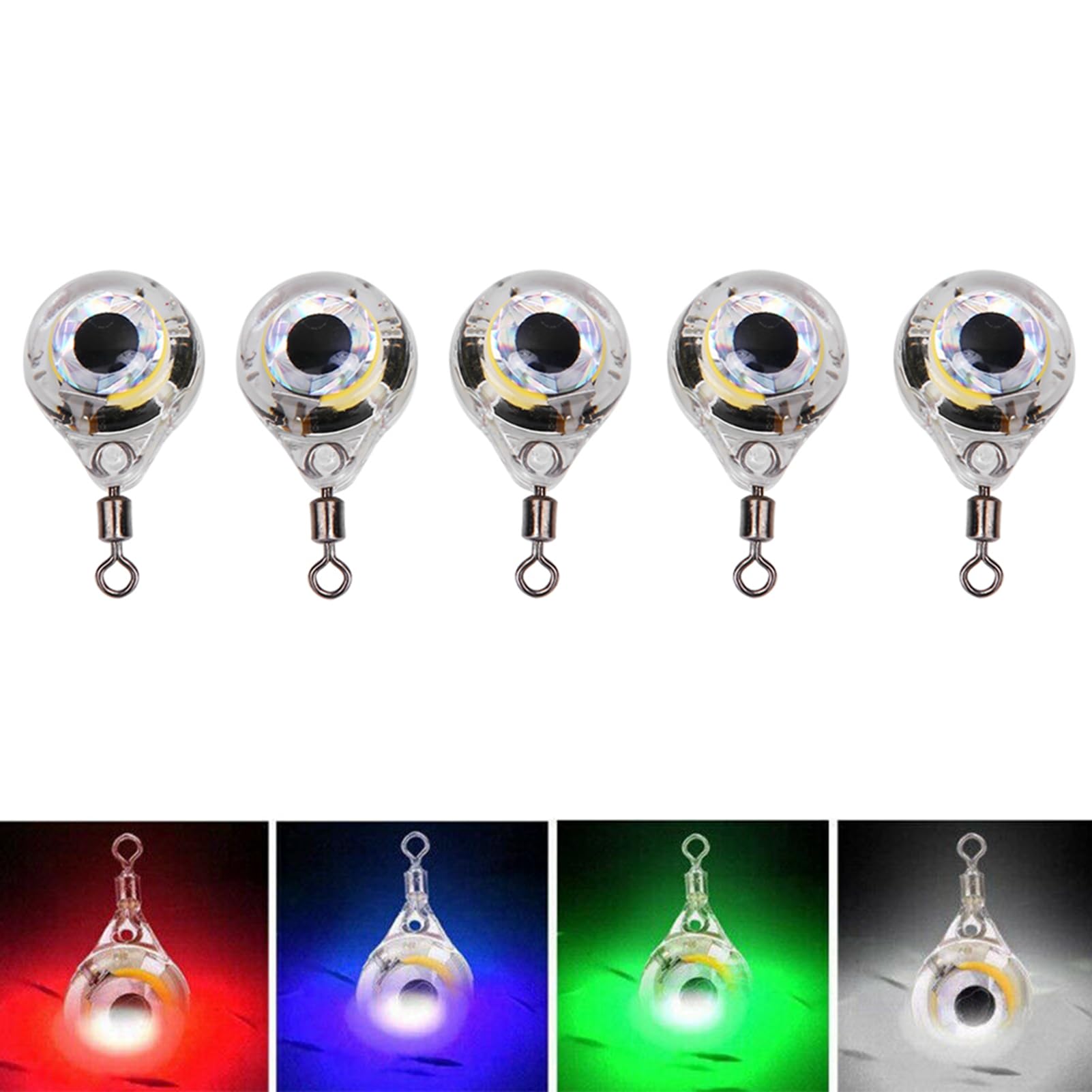 lvifloae 5 pcs LED Lure Tools Night Fishing Lights Underwater Fishing Lights Eye Shaped Night Lights Five Different Lights Improve Fishing Efficiency