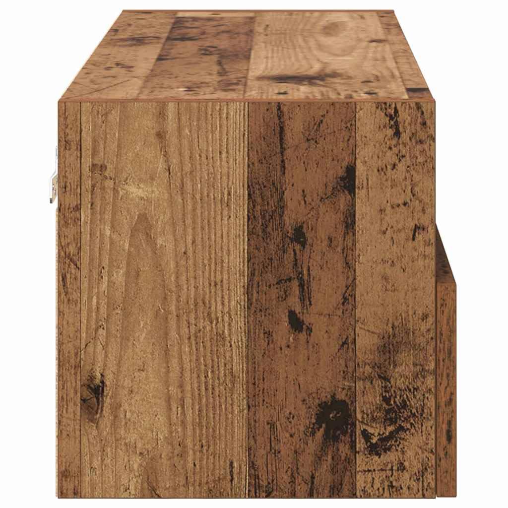 Regały ścienne pod telewizor, zestaw 2 sztuk, wygląd starego drewna, 80 x 30 x 30 cm, materiał drewnopochodny, pływające, do elektroniki i akcesoriów, nowoczesne wzornictwo, zajmujący mało