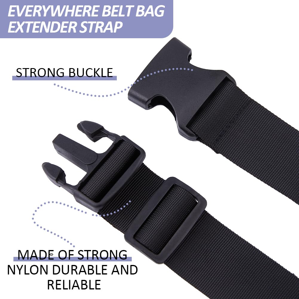 2 Extensions De Sangle Pour Sac Banane – Sangle Réglable En Nylon, Clip Noir, Pour Plus De Confort