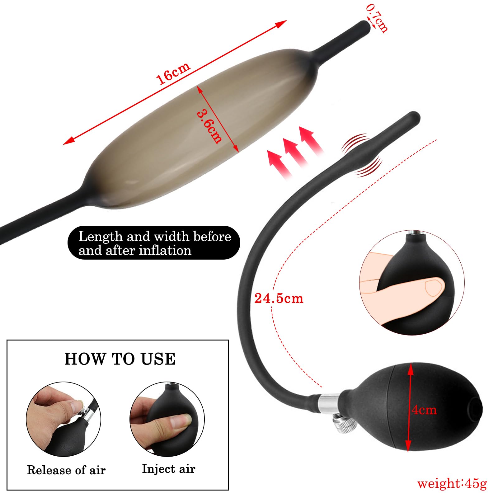 AMZII Aufblasbarer Dilator Harnröhre Silikon Penis Plug mit  Pumpe,Harnröhren Dilatatoren Männer Penispumpe,Katheter Harnröhre Mann  Dilatatoren für Prostata Massage,Sex Spielzeug für die Männer (A) :  Amazon.de: Drogerie & Körperpflege