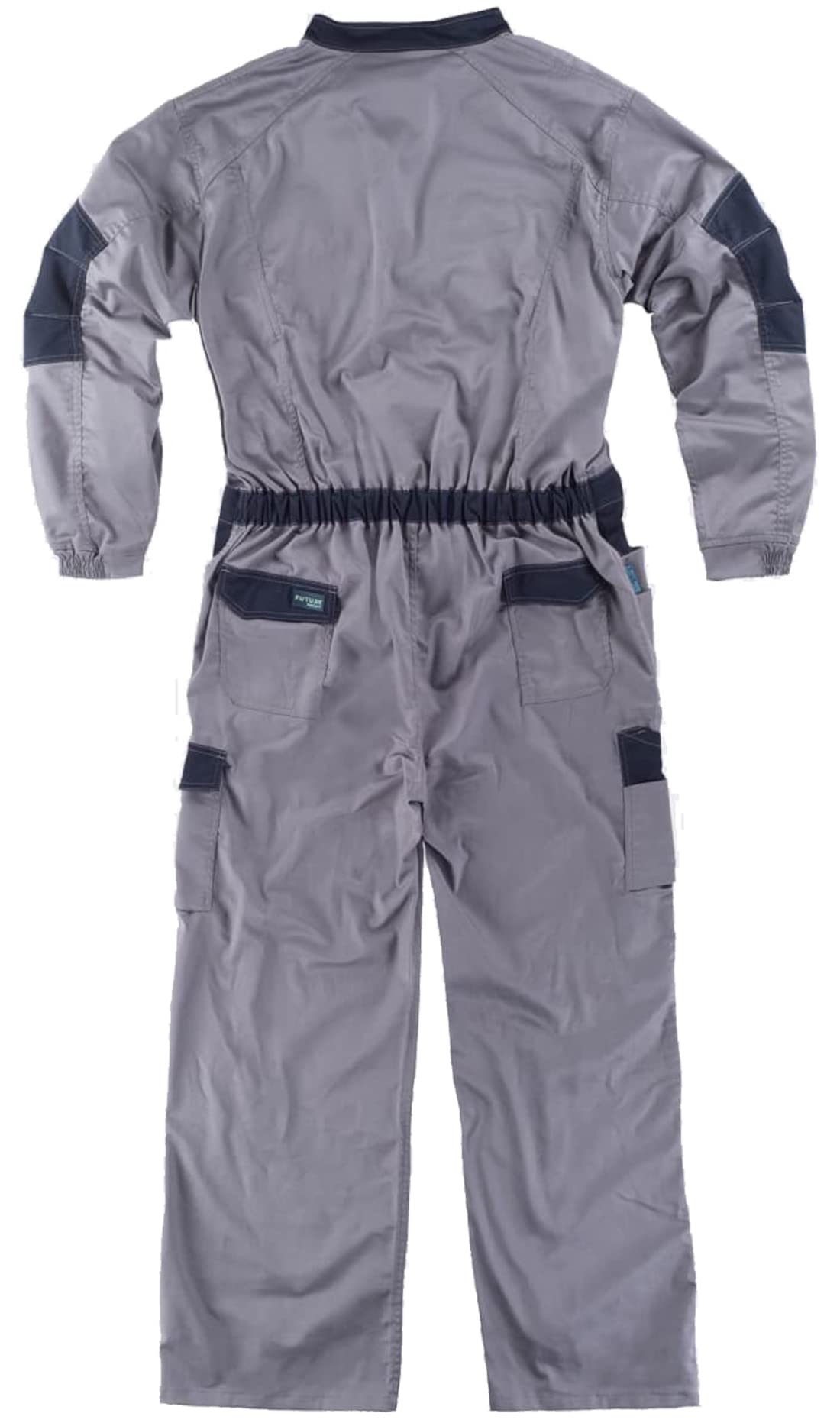 Teamwork WORKTEAM Buzo de Trabajo Tejido Elástico, Cremallera Metálica de Doble Tirador, Mono de Trabajo. Unisex Gris+Marino XL