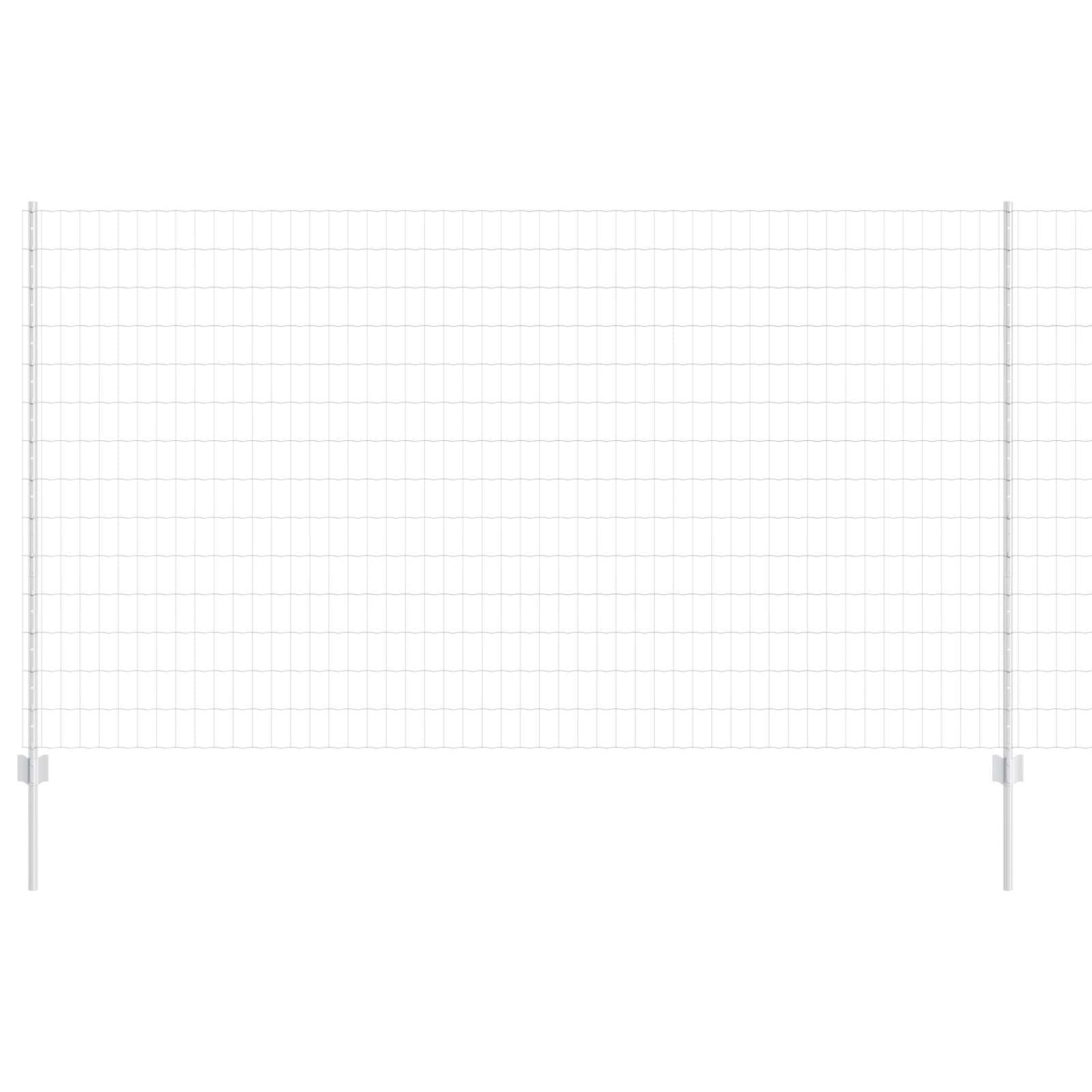 Outdoor Garden Fence Panel Set with Posts 1.4 x 10 m Steel Silver UV Resistant Powder Coated Privacy Screen for Patio Terrace Boundary