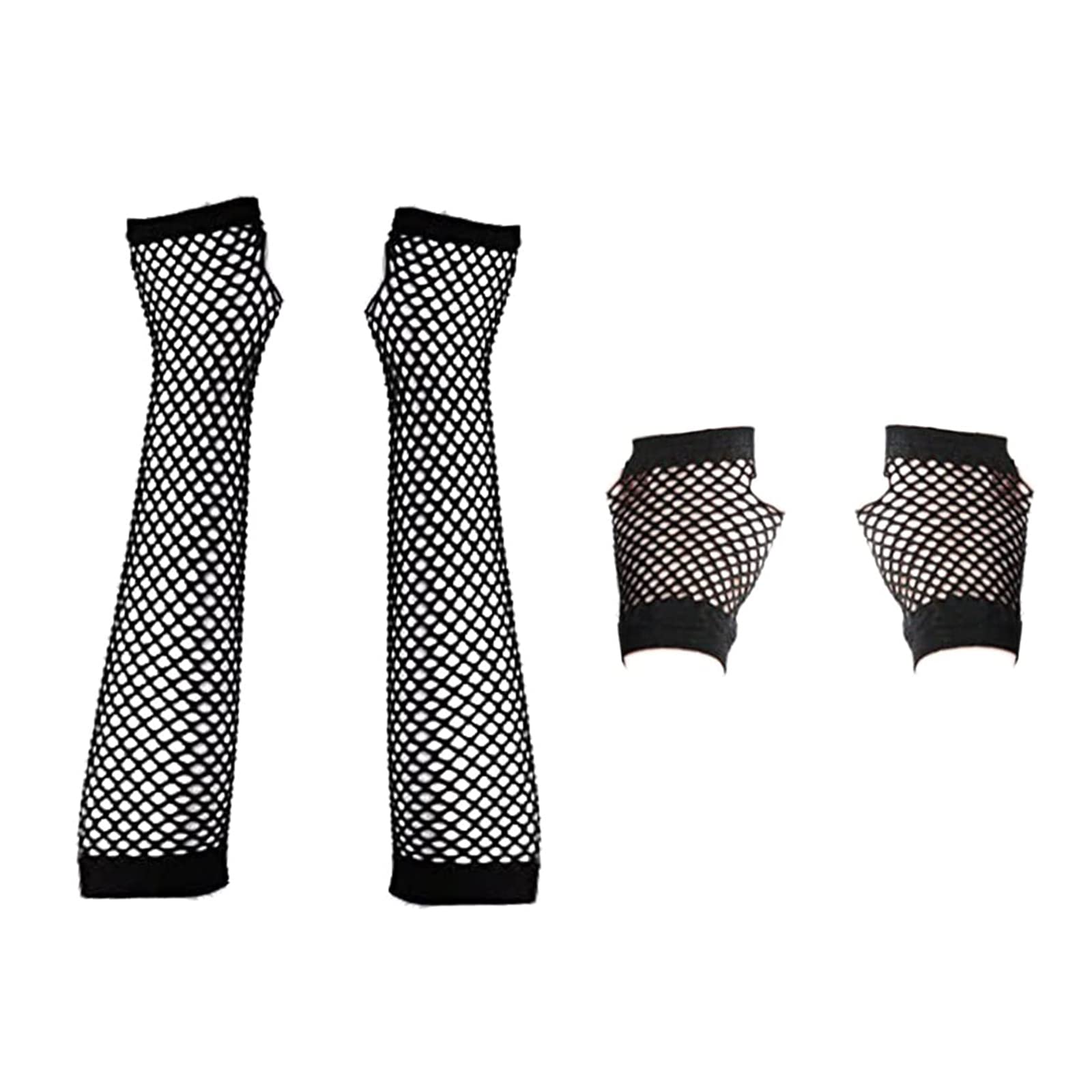 Lot De 4 Paires De Gants En Résille Noirs Pour Femme - Longs Et Courts - Accessoires Déguisement Halloween, Soirée, Cosplay - 2