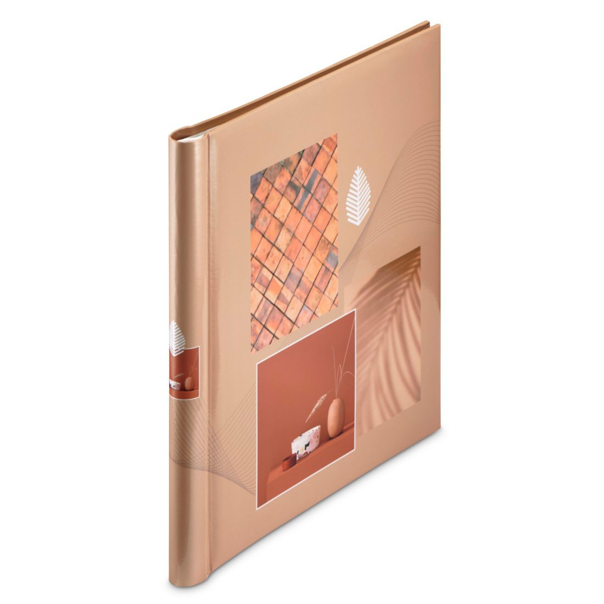 Hama Self-Adhesive Photo Album 28 x 31 cm "Singo II" (40 Photos 10 x 15 cm, 20 White Adhesive Pages, DIY Scrapbook Album, Gift Idea, Hard Cover) Terracotta