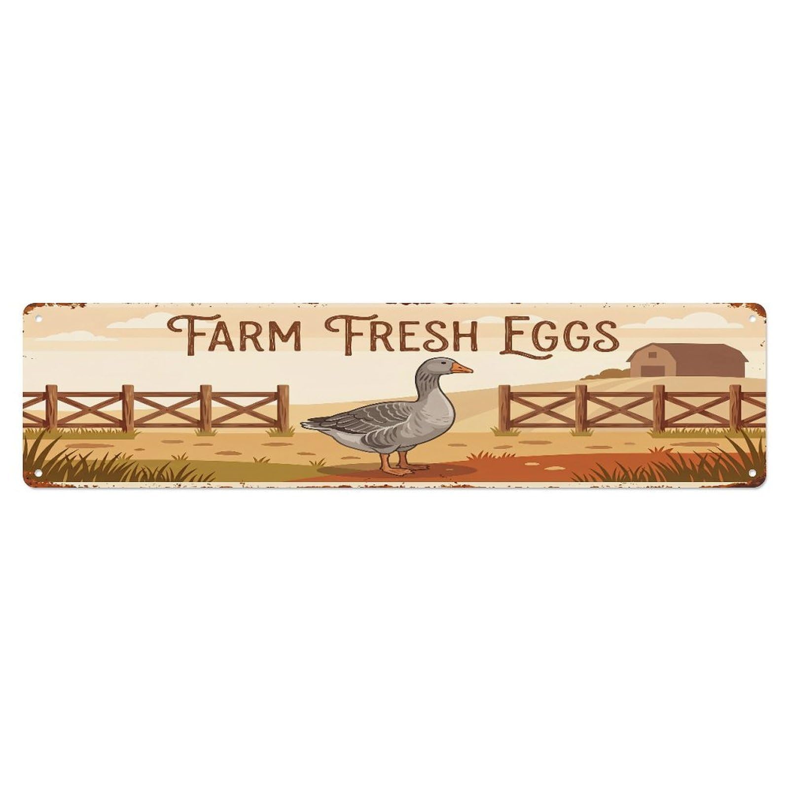 Metal Tin Sign Vintage Toulouse Goose Farm Scene Farm Fresh Eggs