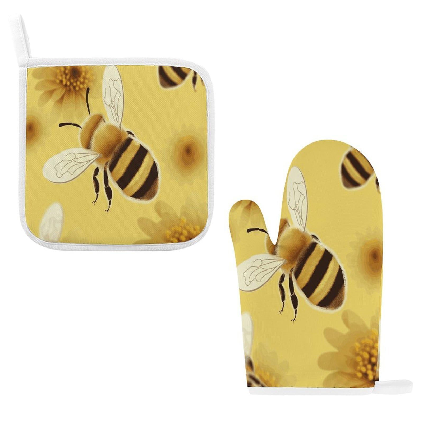 Btcowzrv Style Honey Bee2 Oven Mitts And Pot Holders 2Pcs Set