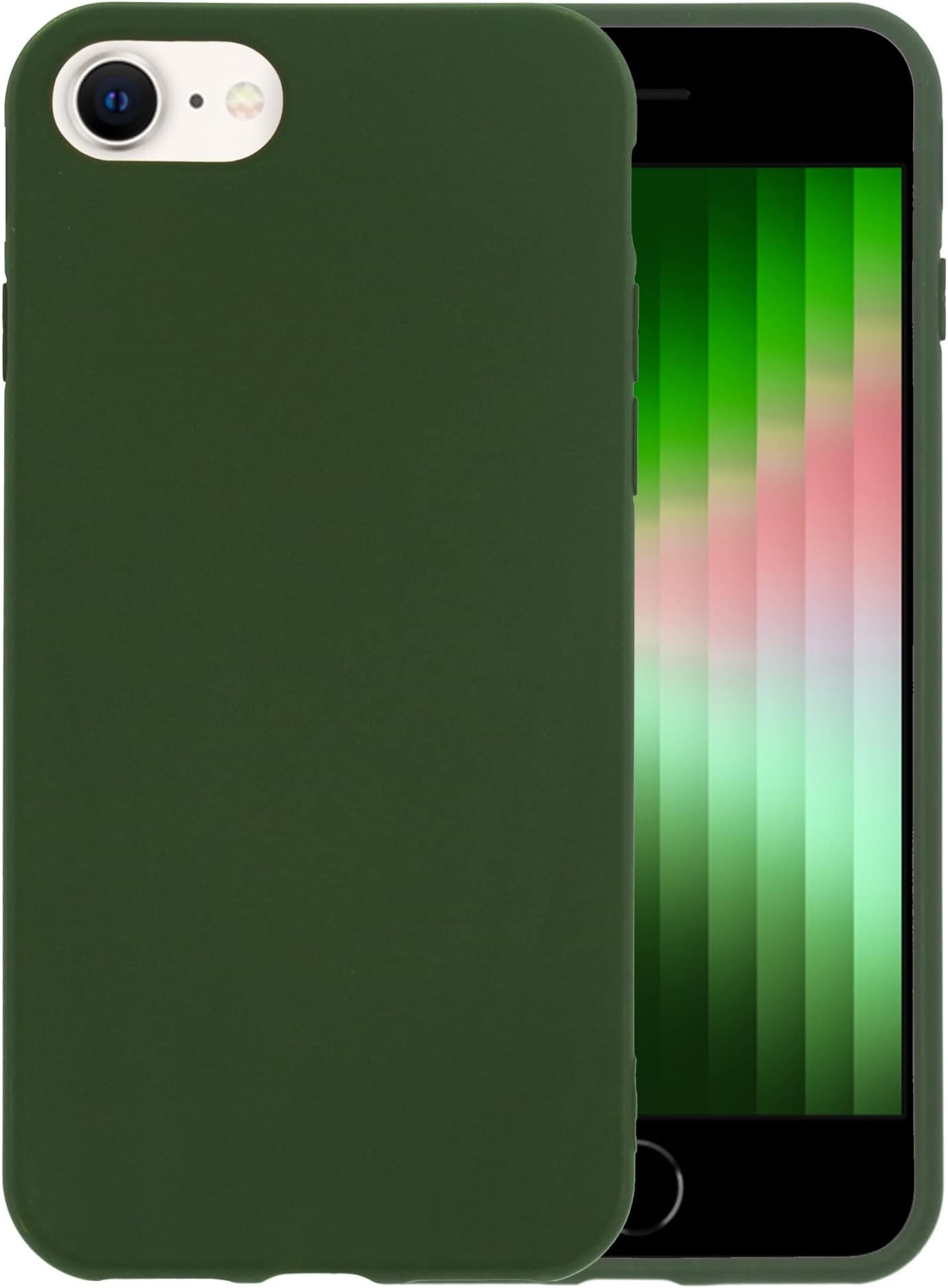 Shockproof Case for iPhone SE 3 2022 | SE 2 2020, for iPhone 8 | 7, Matte Case, Heavy Duty Drop Protection Phone Case, Soft Slim Cover, Solid Color, 4.7 Inches Display - Dark Green