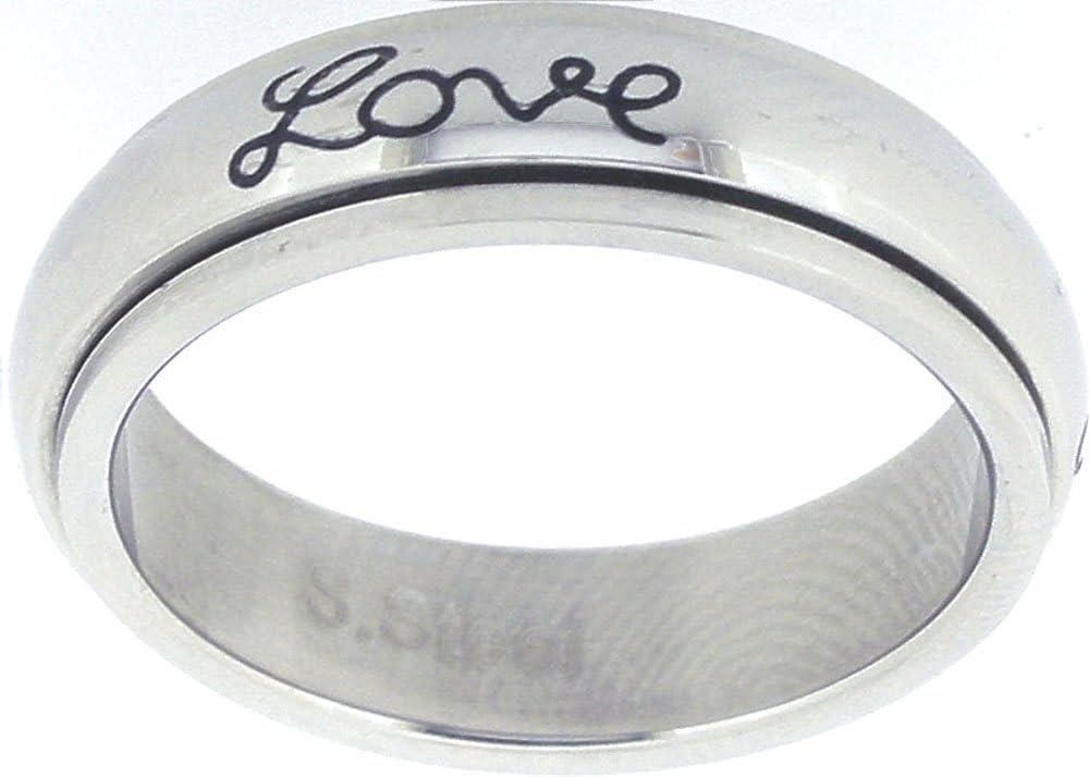 STAINLESS STEEL "Faith, Hope, Love" CHRISTIAN BIBLE VERSE SPIN RING STYLE 321