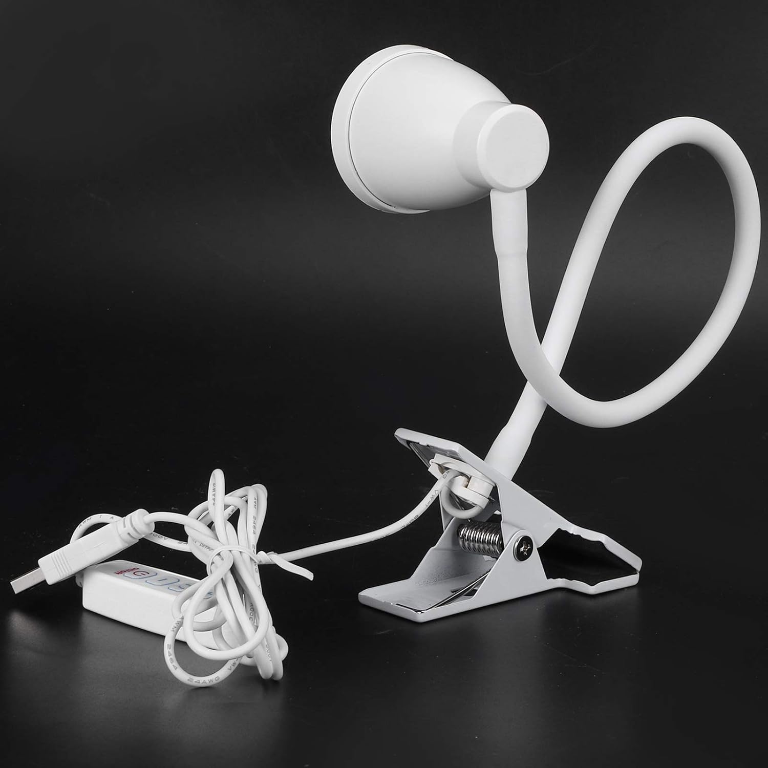Reading Light, Gooseneck 10 Levels Dimming Clamp Lamp Eye Protection for Salon for Indoor Lighting for Repairmen for Reading Enthusiasts //1937(A White) (A White)