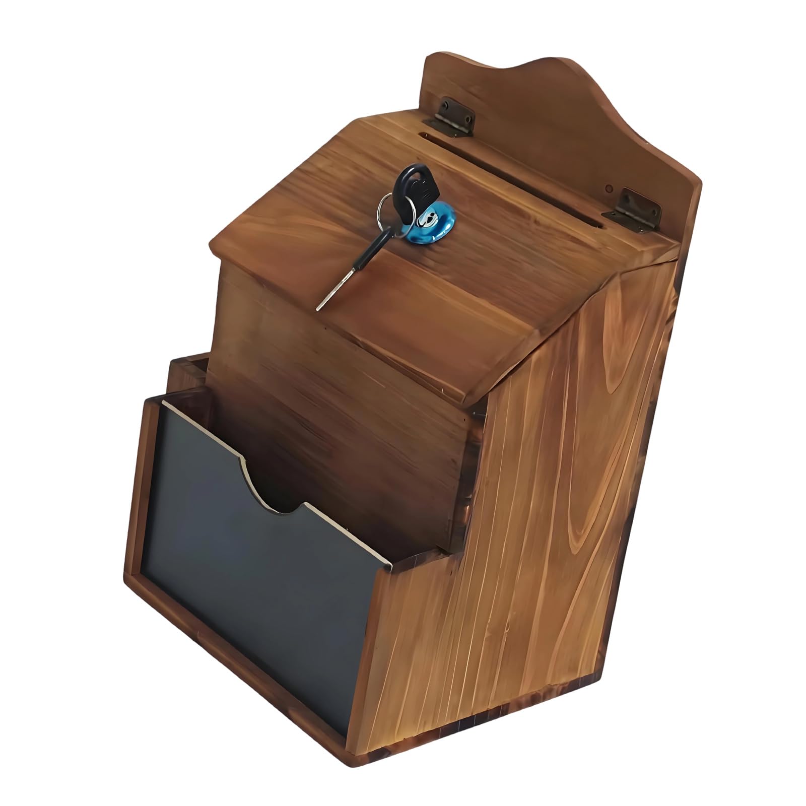 Boîte de collection en bois avec cartes suspendues pour réponse mariage