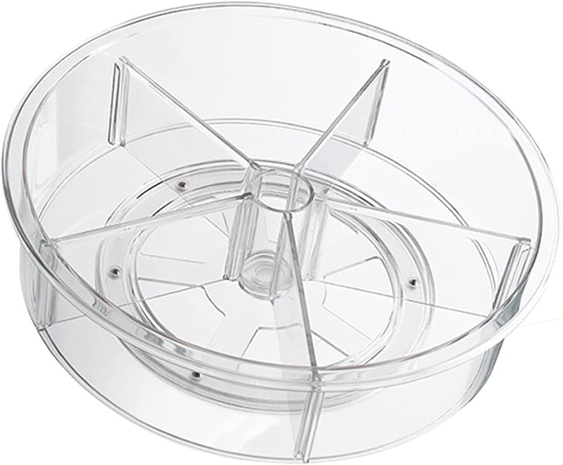 Lazy Susan Cabinet Organizer - 360 Degrees Smooth Spinning Lazy Susan Turntable with Dividers for Pantry, Countertop, Cabinets, Fridge and Kitchen Spice Organizing, 12-Inch, Clear