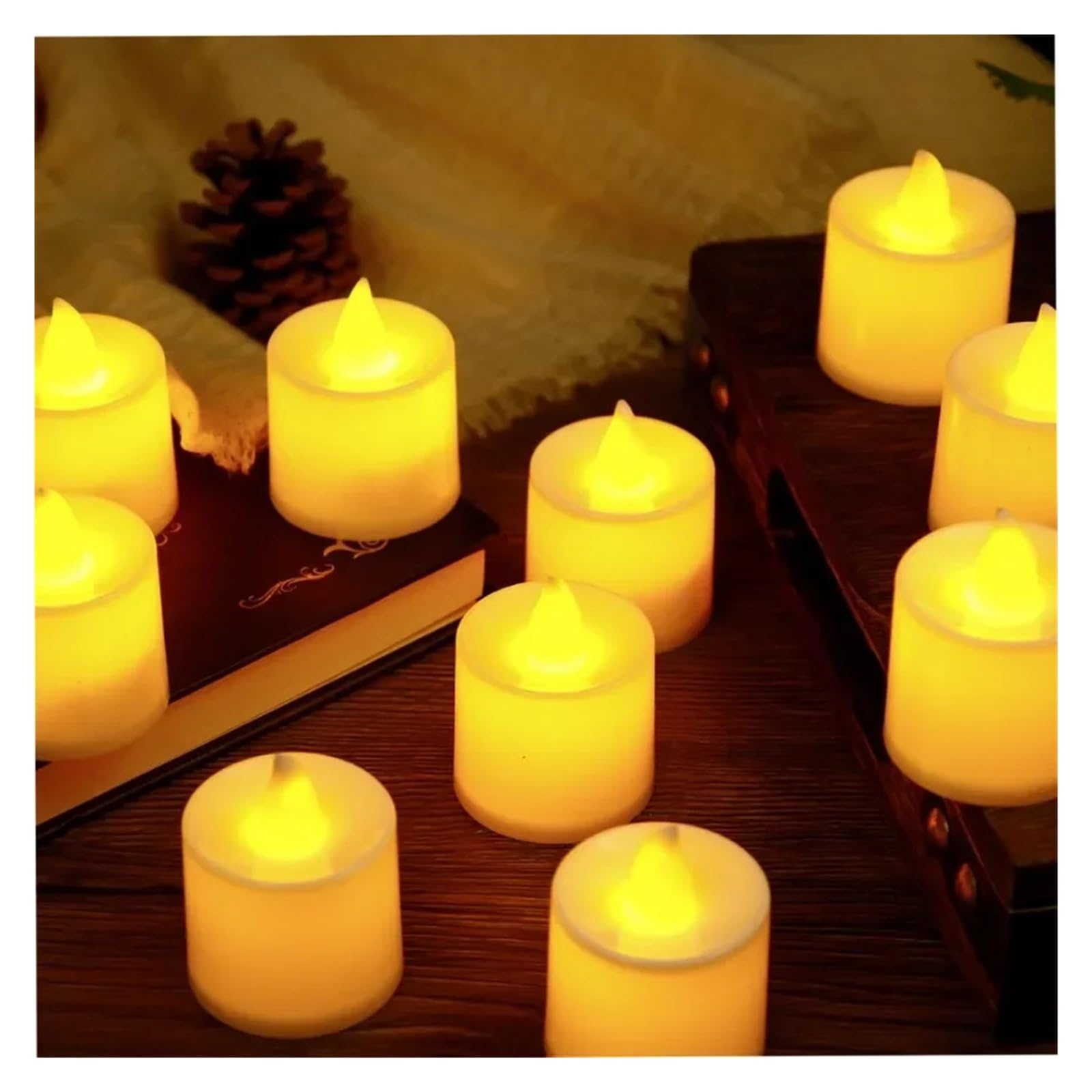 Bougie LED vacillante avec bougies chauffe-plat sans flamme Décoration pour la maison de mariage Bougie à lumière chaude Plusieurs choix (lot de 24 (recommandé), 5 x 11)
