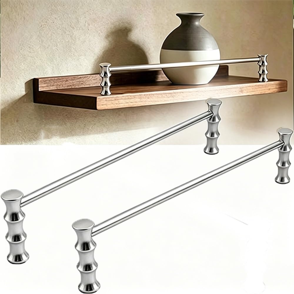 TAJMDGW 2 Pack Cabinet Guard Fence Railing Anti-Fall Gallery Shelf Rail Metal Decorative Shelf Guardrail Bars for Bookshelf Closet Display Cabinet(Silver,100cm(39.4"))
