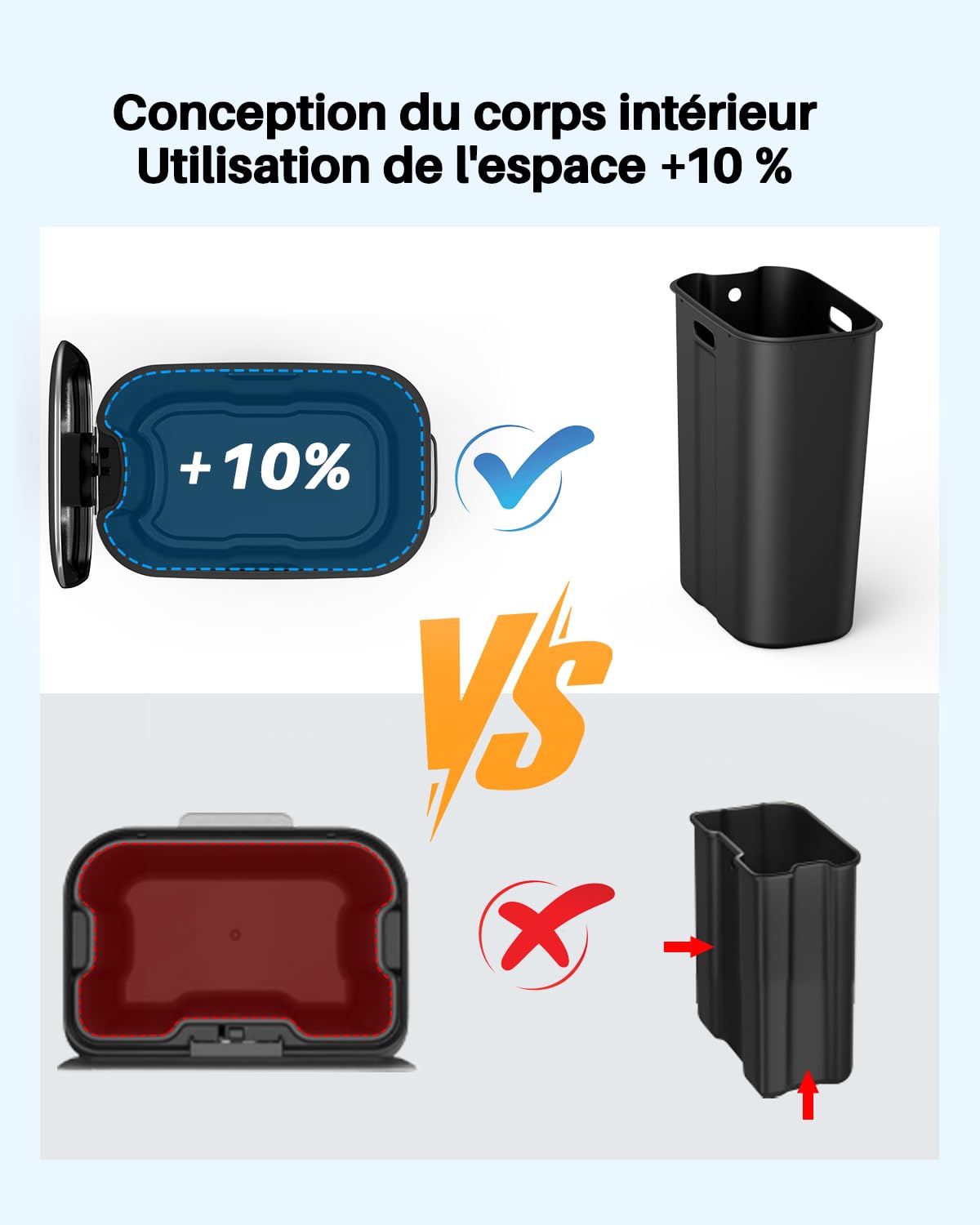 Lovewind Poubelle Cuisine, Poubelle 30 L,Poubelle de Cuisine en Acier, avec Seau Intérieur, Fermeture Douce et Maintien en Ouverture, Bureau