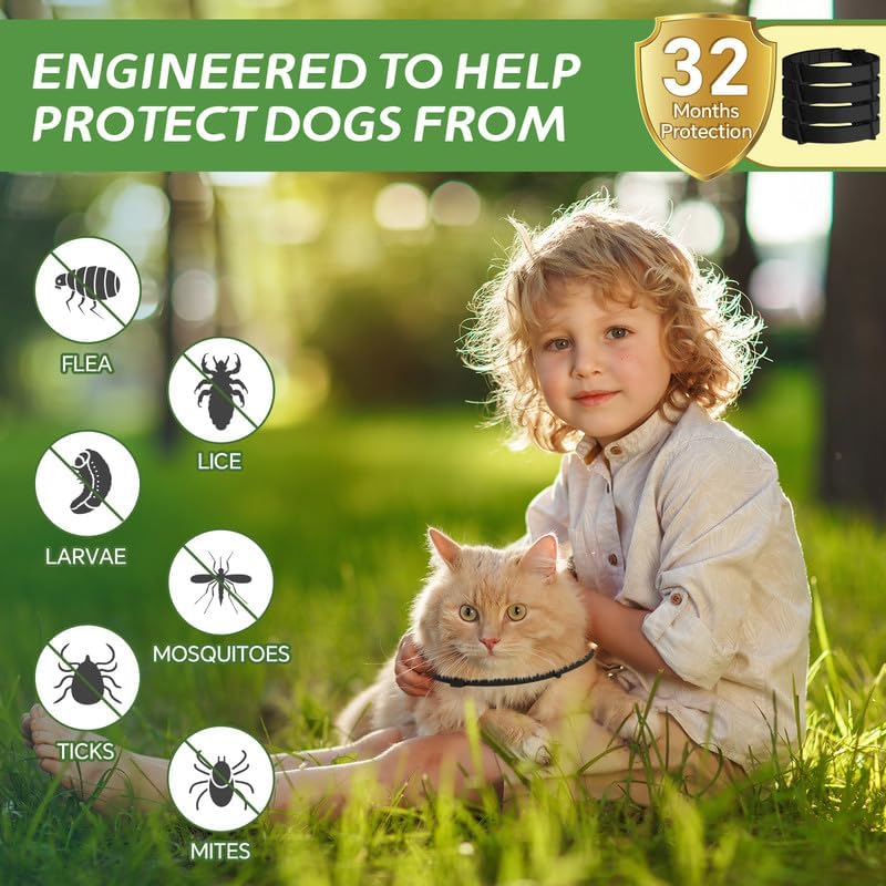 Miniatura 2 de Paquete de 4 collares antipulgas para gatos, seguro y natural, collar antipulgas y garrapatas para gatos, prevención de pulgas y garrapatas de 8