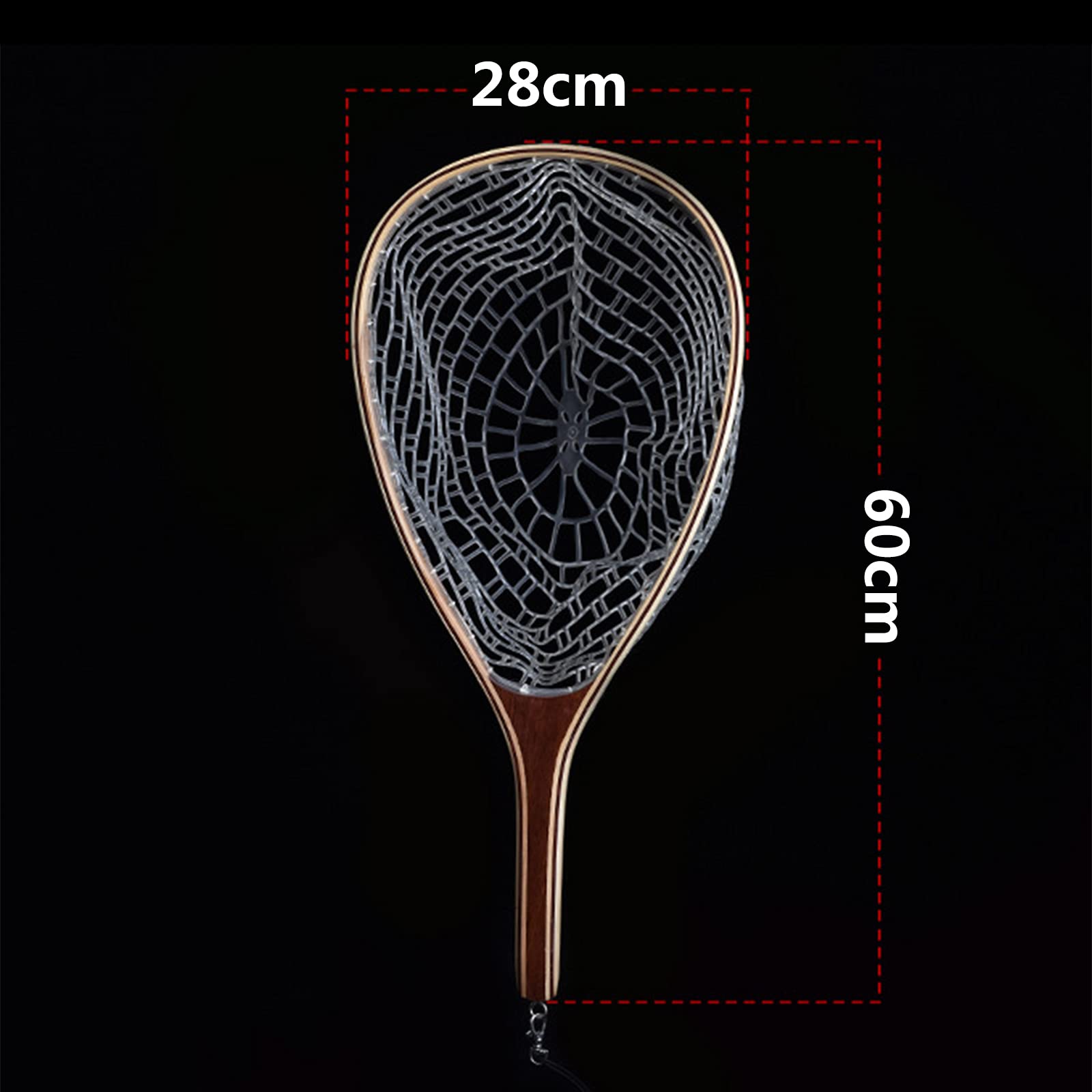 Telescopio da Pesca da sbarco, Reti da Pesca for laghetti Guadino for Pesca a Mosca Clip Magnetica Cattura e rilascia Rete for trote e Cornice in Legno(Rubber)