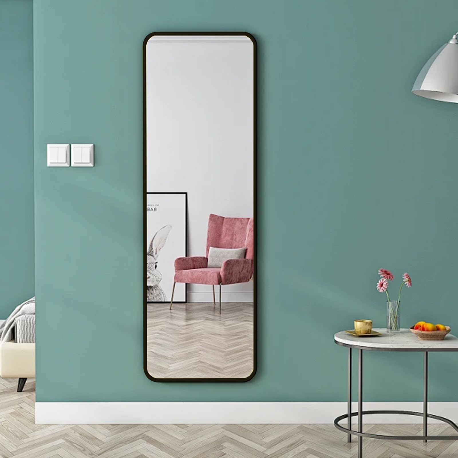 Kapler Arc Miroir sur pied 160 x 53 cm noir inclinable décoration salon