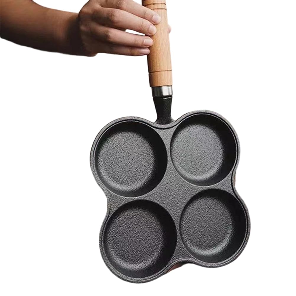Vjsujehgy Multifunctional 4-Hole Frying Pan Non-Stick Breakfast Food Pan Egg Maker Hamburger Steak Maker Pancake Maker Burger