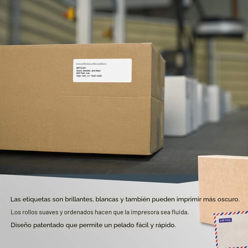 BETCKEY - 10 Rollos 99012 Etiquetas Adhesivas Compatible con DYMO S0722400, 36mm x 89mm, 2600 Etiquetas de Dirección Grandes para LabelWriter 450, 4XL, No se aplica 550 o 5XL