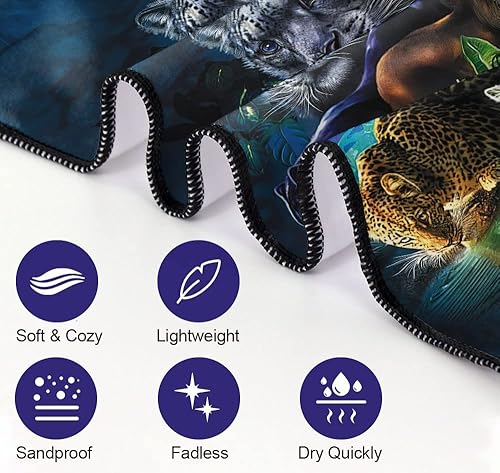 Miniatura 3 de OHTMTHO Toalla de playa de gran tamaño de secado rápido, sin arena, toallas de playa de microfibra ligera para natación, piscina, camping, viajes,