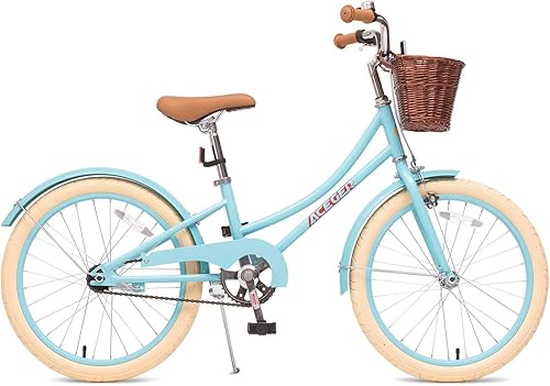 Miniatura 2 de ACEGER Bicicleta para niñas con canasta, bicicleta para niños de 3 a 13 años, incluye freno de posavasos y freno de pinza, 14, 16, 18 pulgadas, con